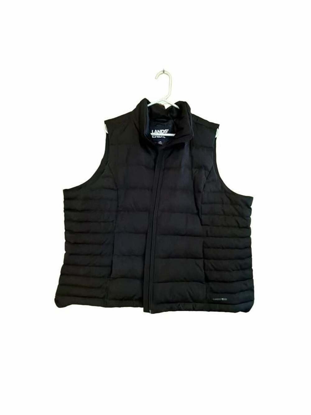 Lands' End Down Puffer Vest Size 2X 20W-22W Black Full Zip